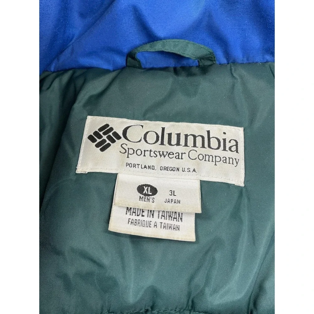 Columbia Jacket Mens XL Green Puffer Insulated Lined Full Zip Pockets Winter